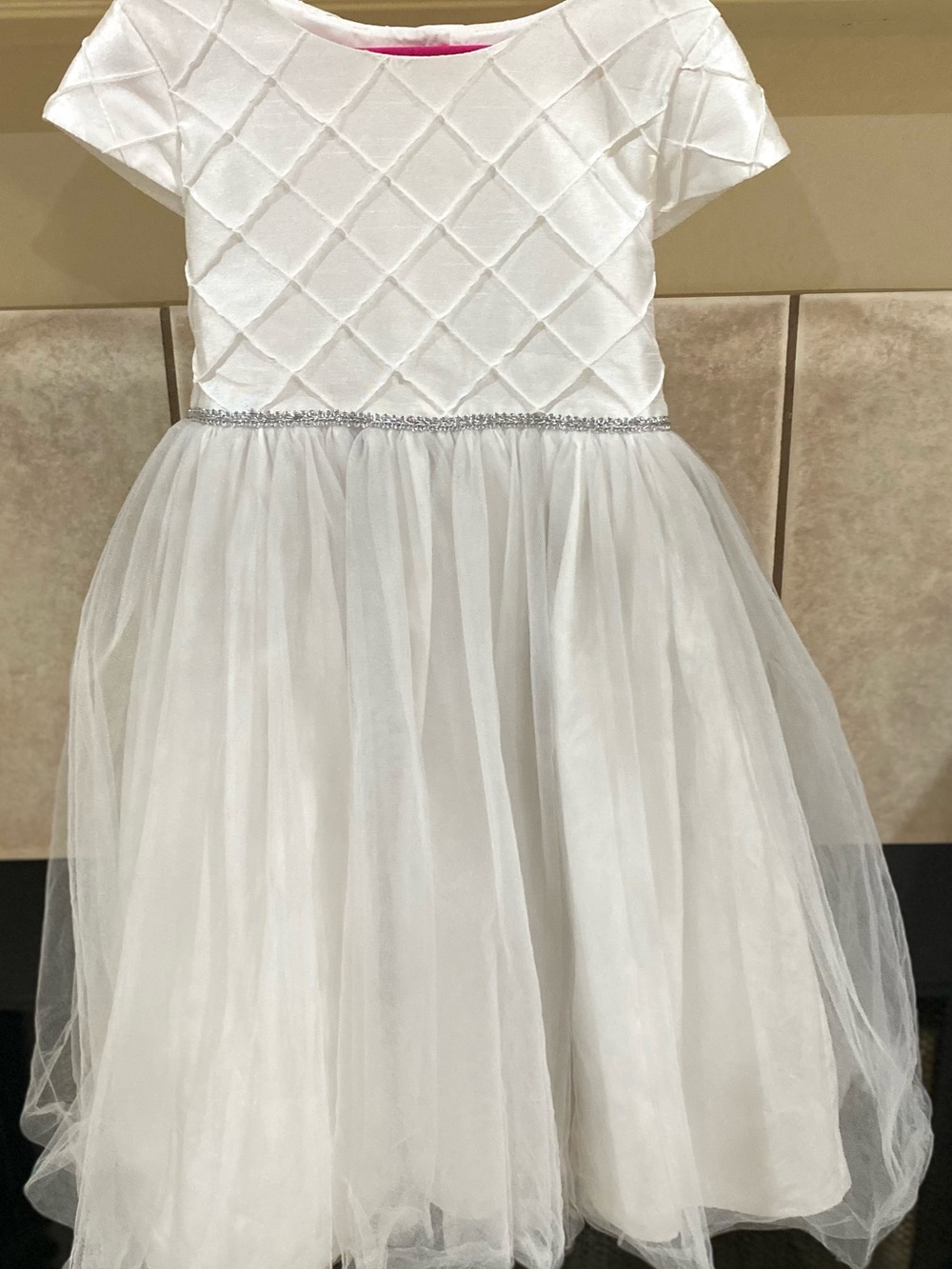 White Silver Gray Tulle Formal Flower Girl Dress SZ 6- BELLA BY MARMELLATA